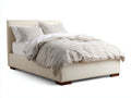 Lit double - tissu-bois - 208x168x100 cm - beige - contemporain