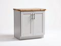 Buffet - bois - métal - 95x52x92 cm - gris perle-bois naturel - style moderne