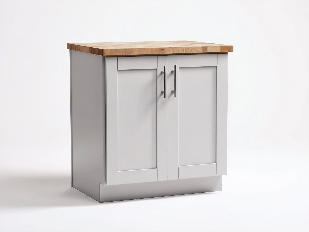 Buffet - bois - métal - 95x52x92 cm - gris perle-bois naturel - style moderne