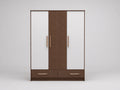 Armoire - bois - 150x55x200 cm - blanc-noyer - moderne