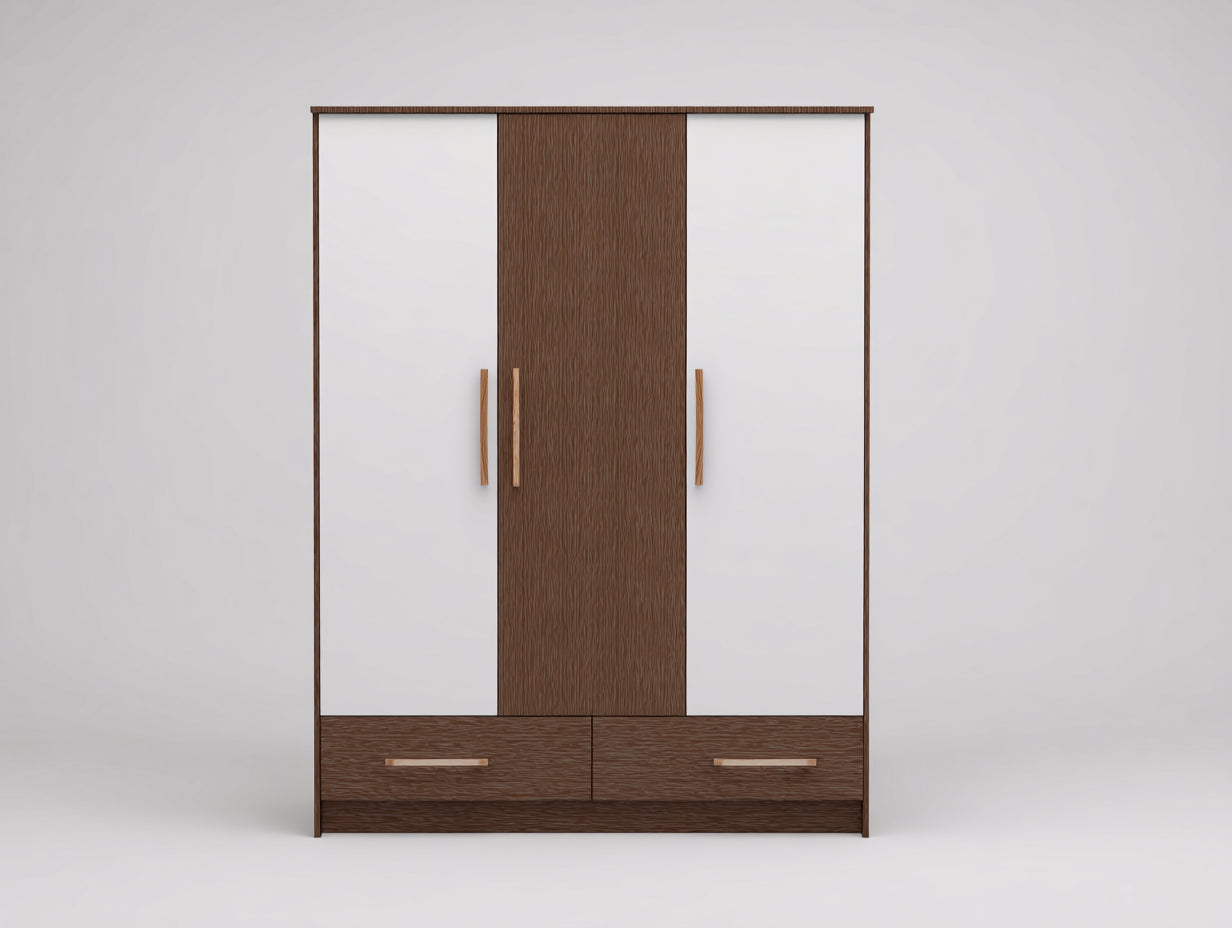 Armoire - bois - 150x55x200 cm - blanc-noyer - moderne