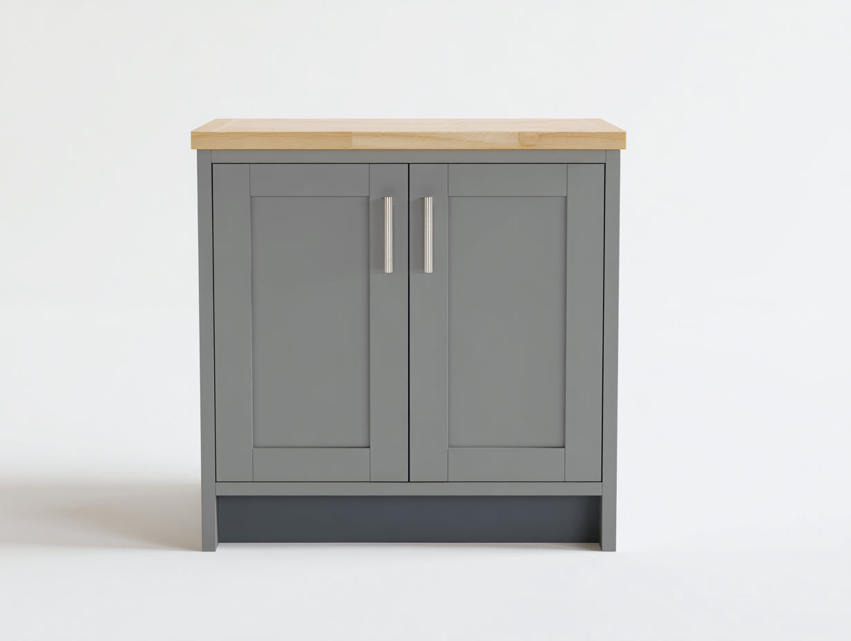 Buffet - bois - métal - 100x50x88 cm - gris-bois naturel - style classique