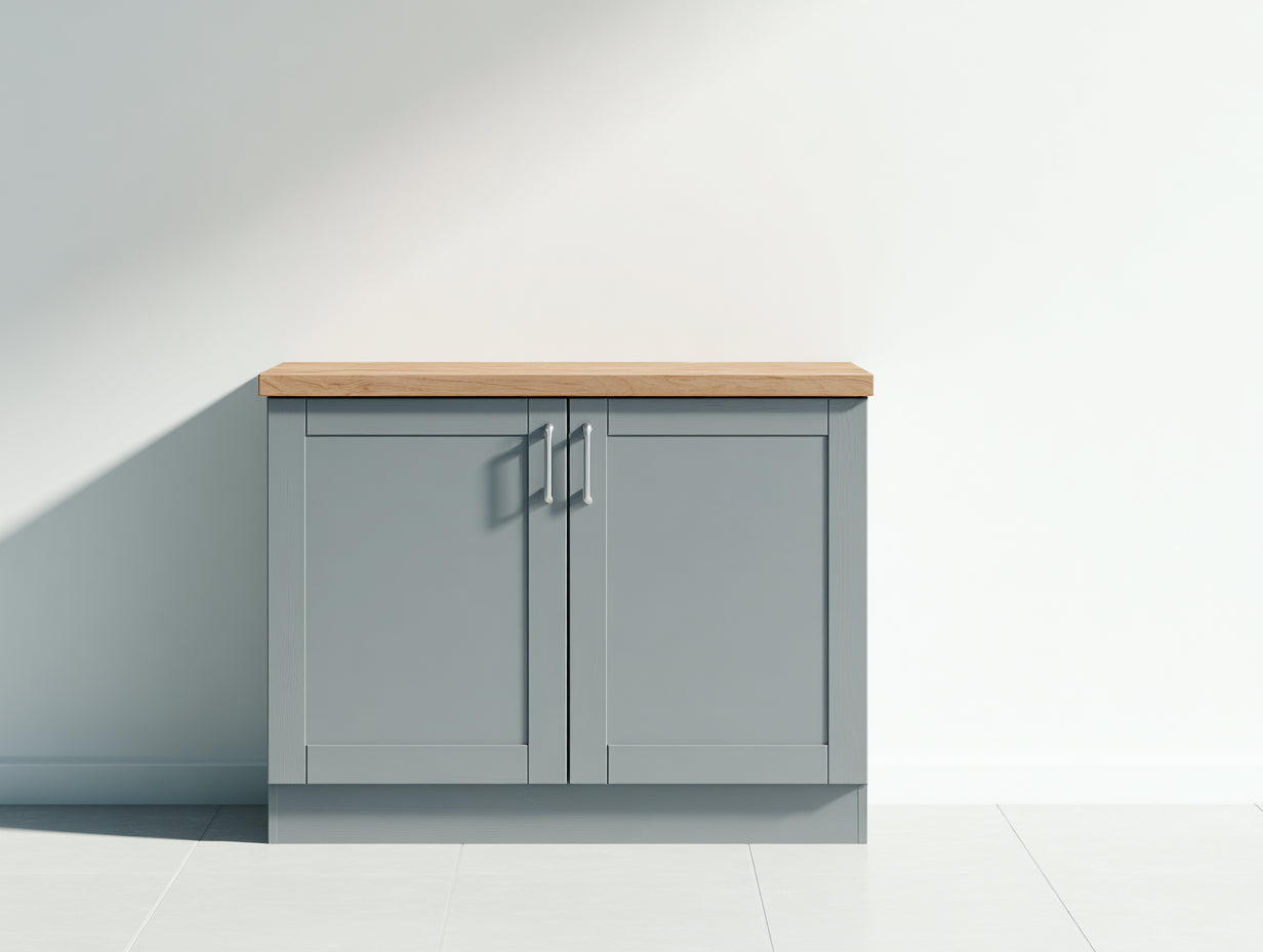 Buffet - bois - métal - 120x50x82 cm - gris bleuté-bois naturel - style minimaliste
