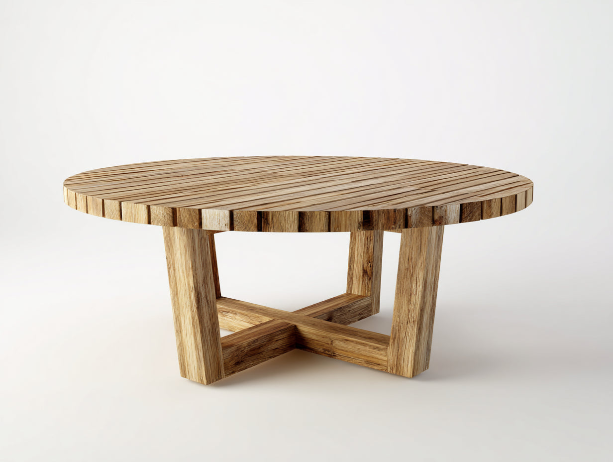 Table de jardin - bois - 130x130x75 cm - bois naturel - style rustique