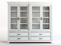 Vitrine - bois - verre - métal - 180x45x205 cm - blanc cassé-verre transparent - style classique