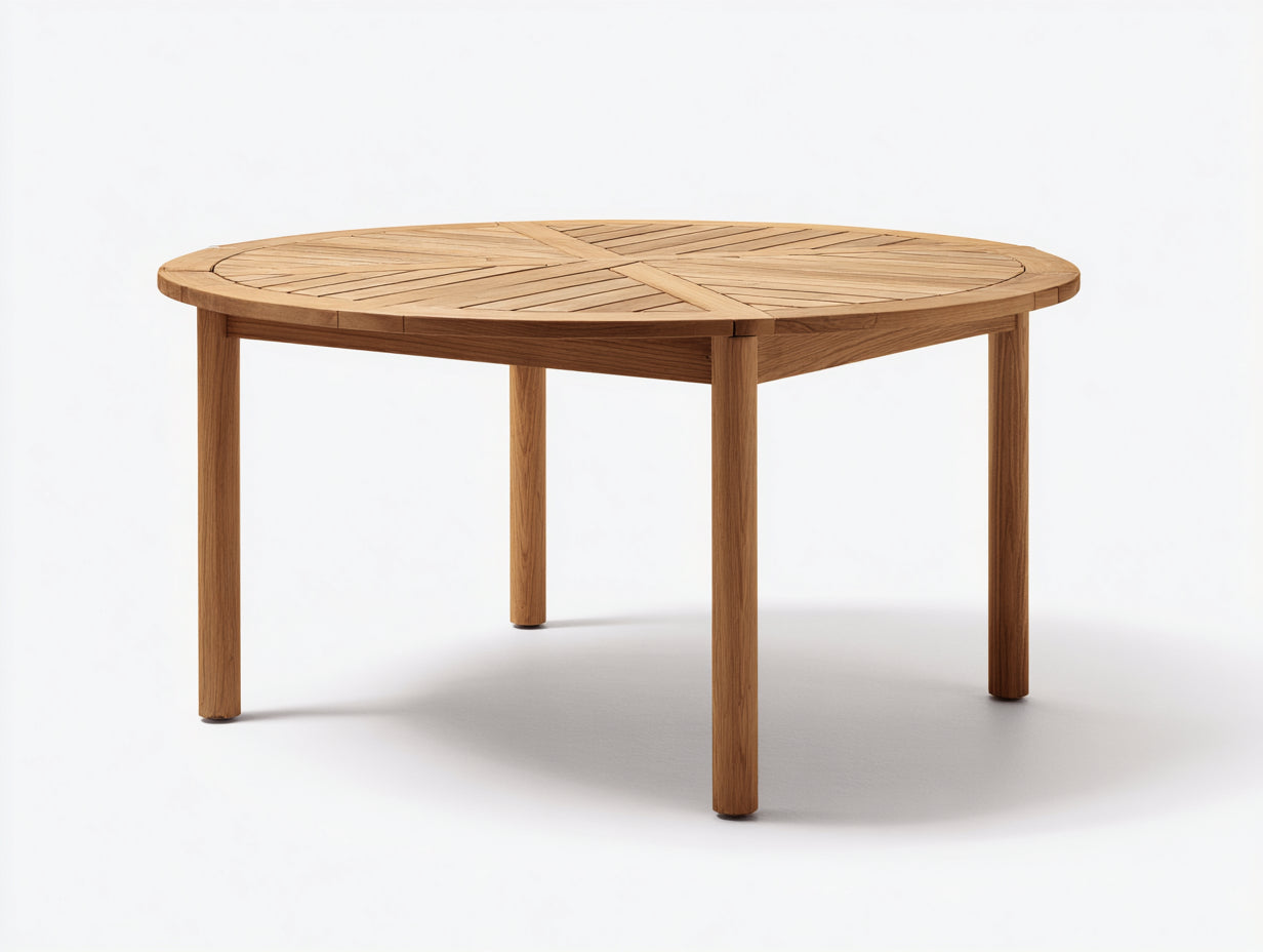 Table de jardin - bois - 125x125x75 cm - chêne clair - style contemporain
