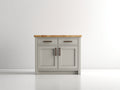 Buffet - bois - métal - 110x52x90 cm - gris perle-bois naturel - style contemporain