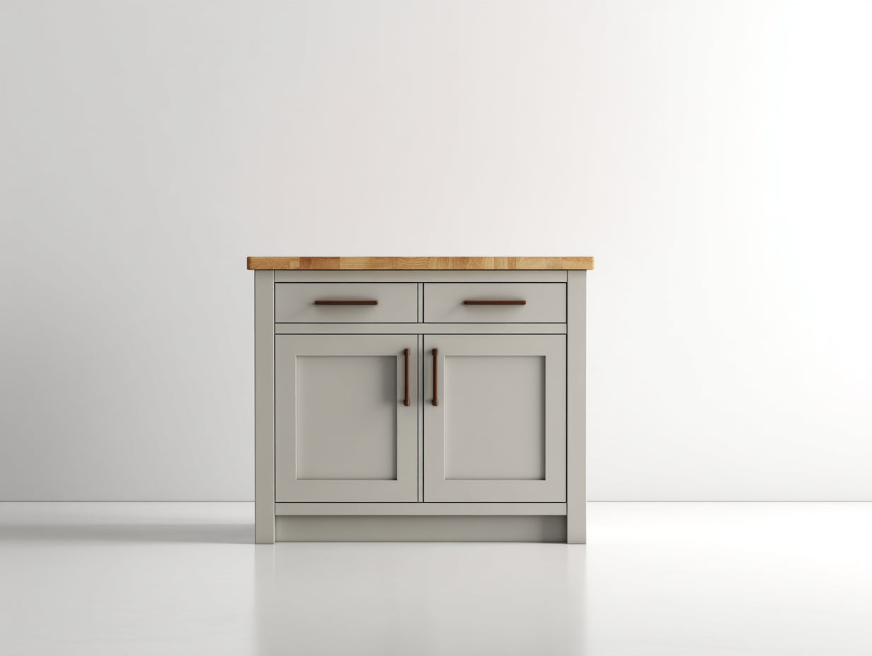 Buffet - bois - métal - 110x52x90 cm - gris perle-bois naturel - style contemporain