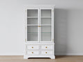 Vitrine - bois - verre - métal - 105x45x200 cm - blanc-verre transparent - style classique