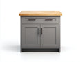 Buffet - bois - métal - 105x52x92 cm - gris moyen-bois naturel - style moderne