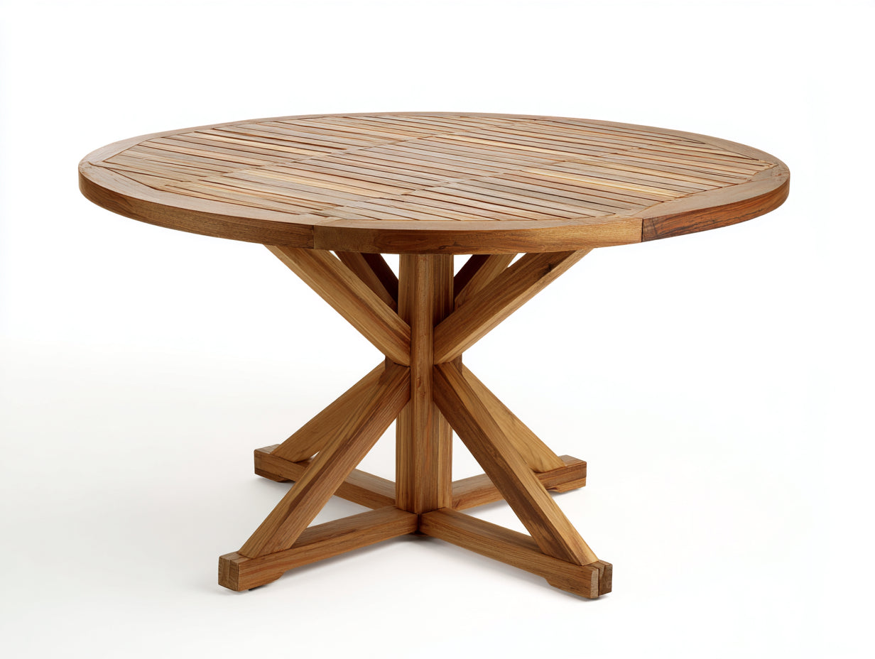 Table de jardin - bois - 125x125x75 cm - teck naturel - style moderne