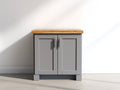 Buffet - bois - métal - 100x52x86 cm - gris clair-bois naturel - style minimaliste