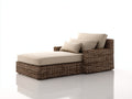 Bain de soleil - rotin-tissu - 208x78x84 cm - brun fonce-beige - style contemporain