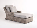 Bain de soleil - rotin-tissu - 204x78x85 cm - gris naturel-beige - style campagne chic