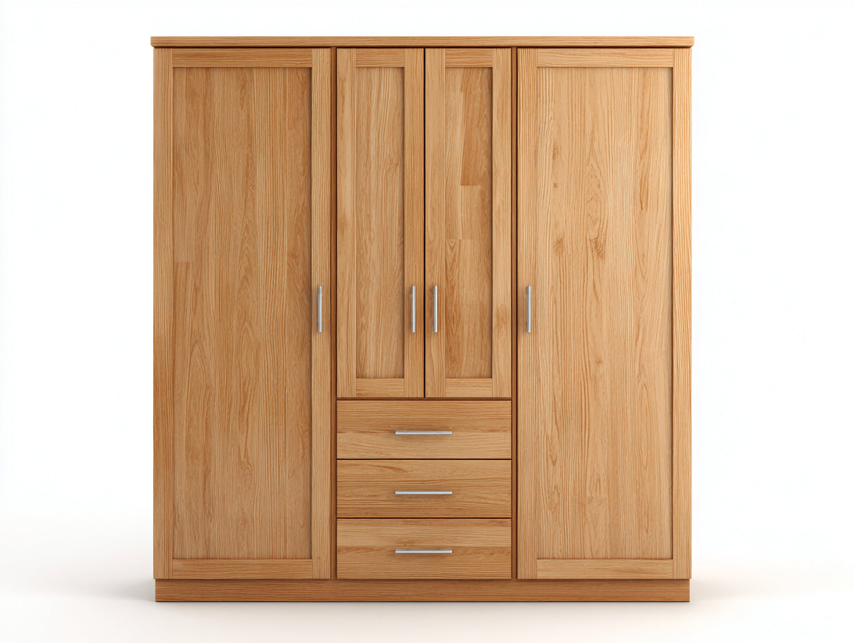 Armoire - bois - 190x58x205 cm - chêne clair - classique