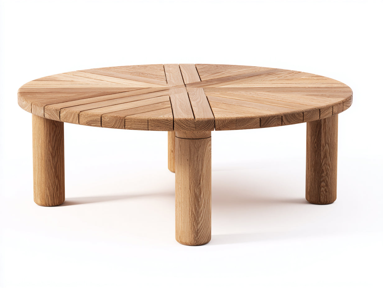 Table de jardin - bois - 140x140x75 cm - chêne clair - style rustique