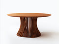 Table de jardin - bois - 130x130x76 cm - acajou naturel - style organique