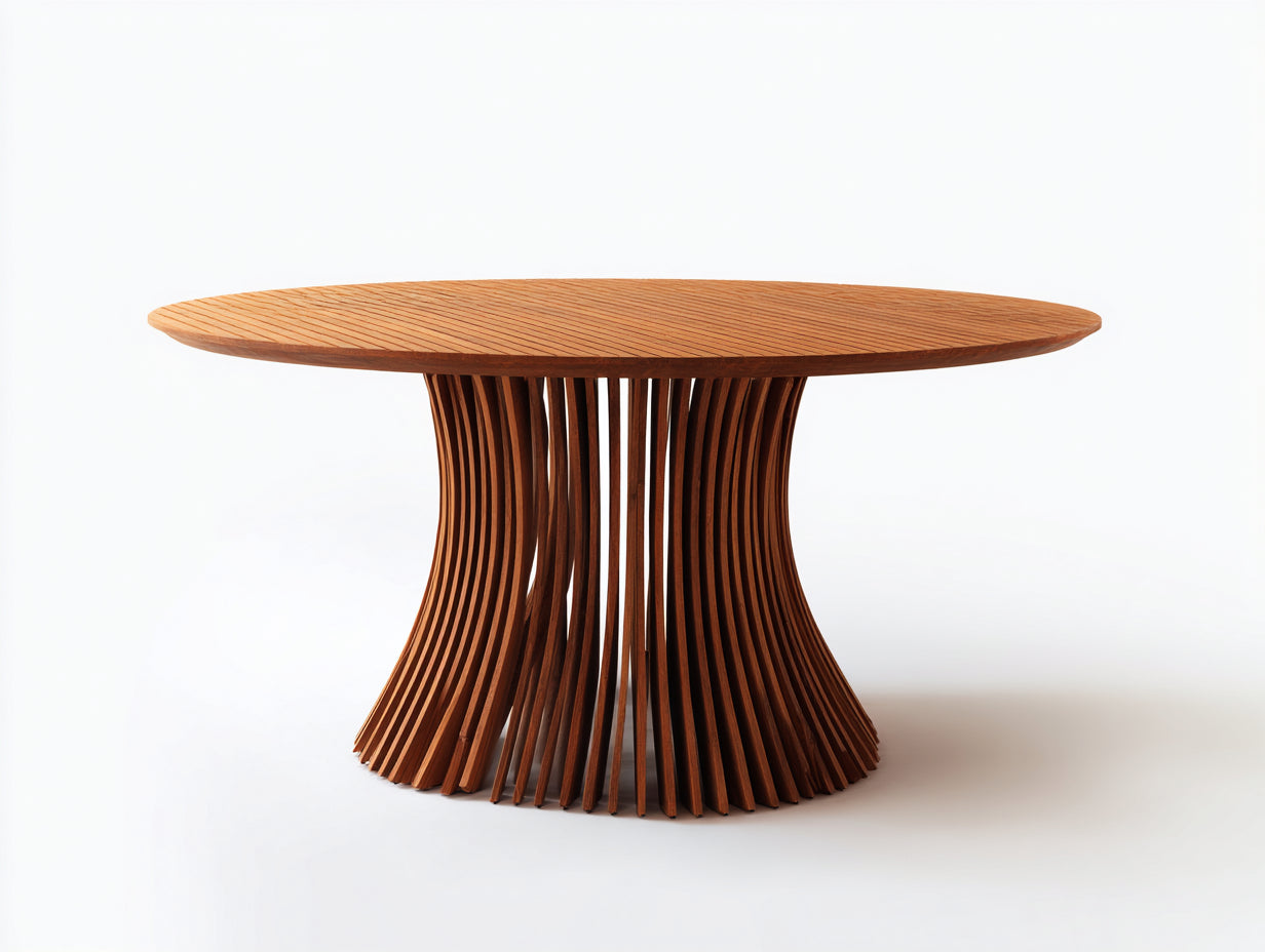 Table de jardin - bois - 130x130x76 cm - acajou naturel - style organique