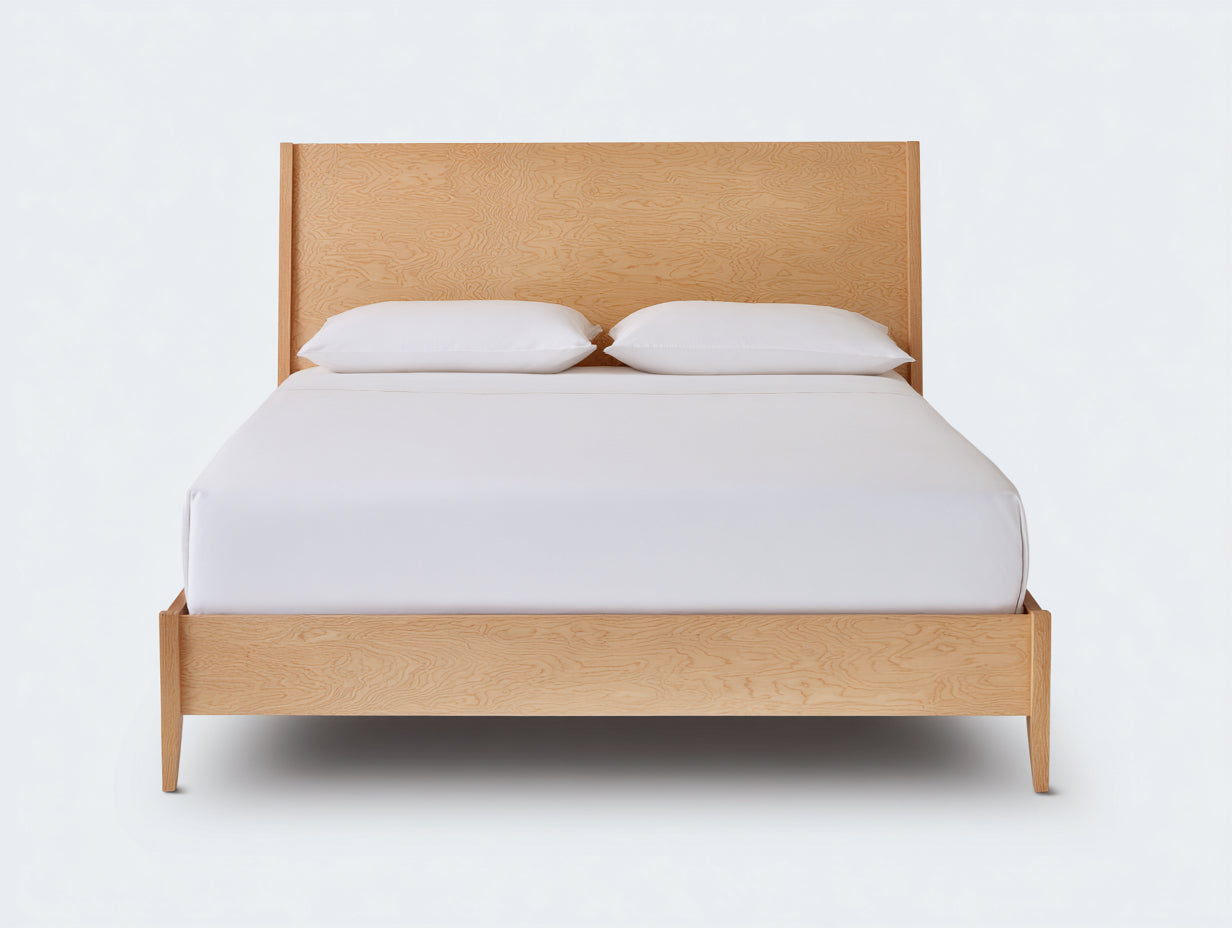 Lit double - bois - 205x165x98 cm - chêne miel - scandinave
