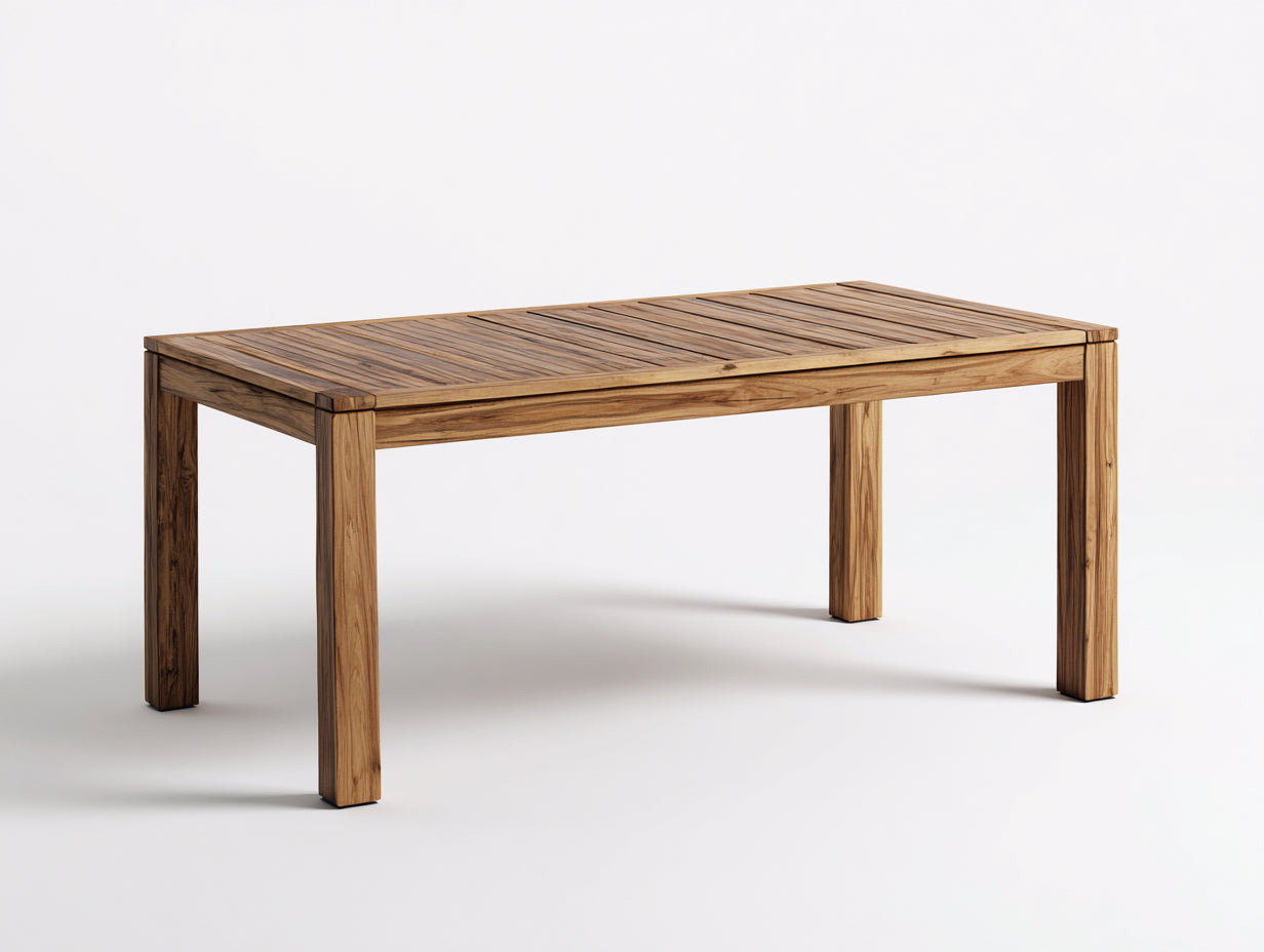 Table de jardin - bois - 200x95x76 cm - teck naturel - style moderne