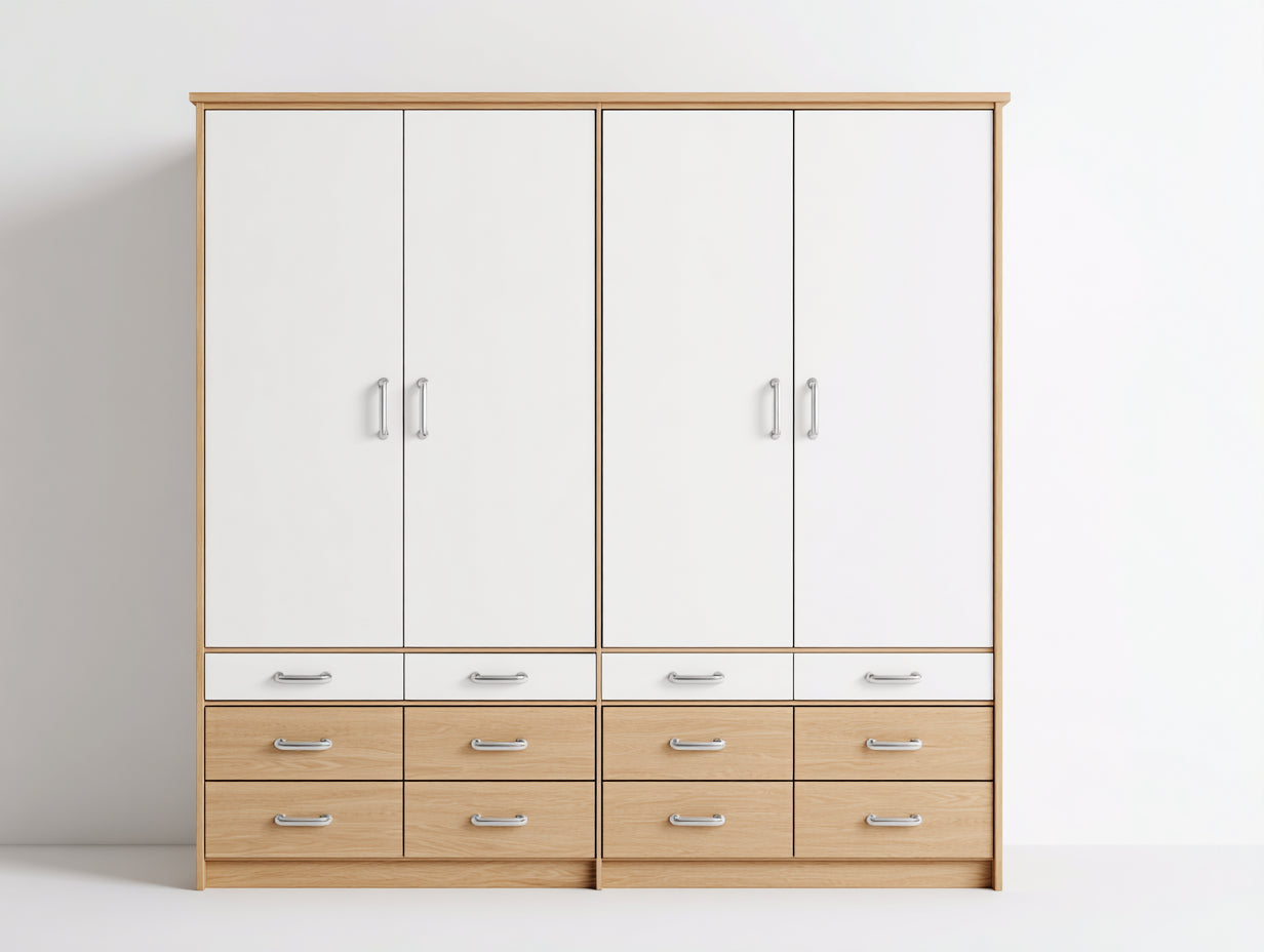 Armoire - bois - 200x58x210 cm - blanc-chêne clair - moderne