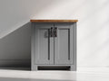 Buffet - bois - métal - 95x50x88 cm - gris moyen-bois naturel - style contemporain