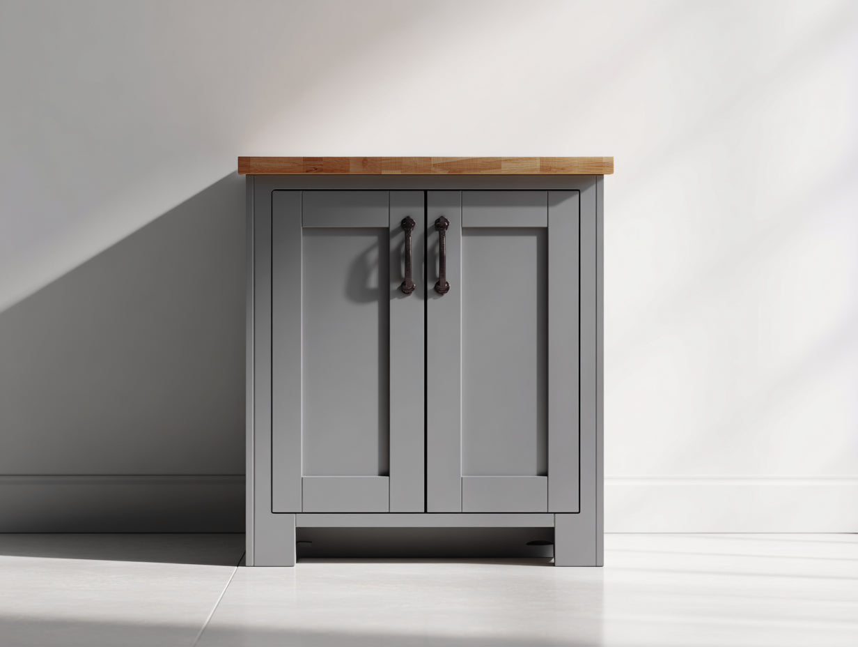 Buffet - bois - métal - 95x50x88 cm - gris moyen-bois naturel - style contemporain