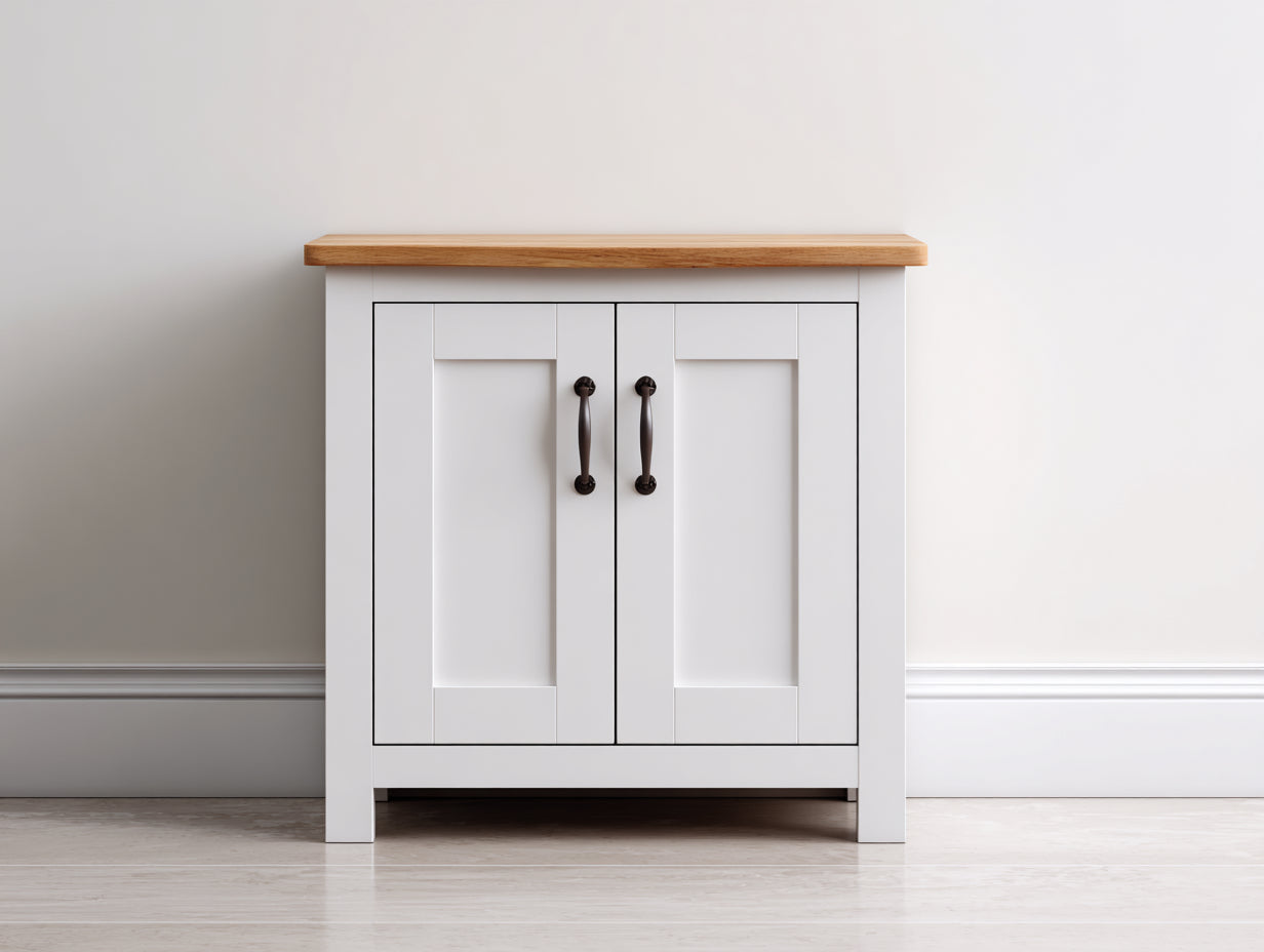 Buffet - bois - métal - 100x50x86 cm - blanc-bois naturel - style contemporain